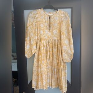 Daughters of India Yellow and White Floral Dress